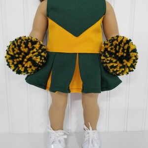 Fits 18&quot; doll Cheerleader.  Green Bay Green and Gold, includes jumper, matching panties with team emblem, shoes and poms