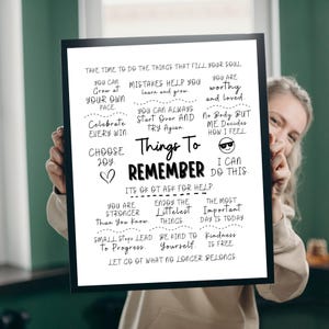 Things to Remember Print: Positive Affirmations, Mental Health Decor (Digital Download)