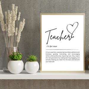 Teacher Definition Printable Wall Art - Thank You Teacher Gift, Teacher Appreciation Print,  End of Year Teacher Gift, Digital Download