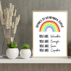 Self Affirmation Wall Art: Positivity Print for Counselor Gift (Digital Download)