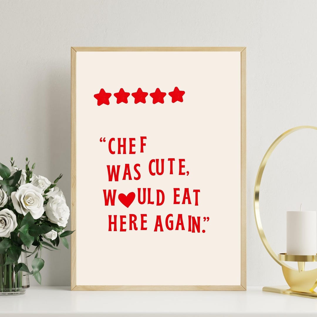 chef was cute aesthetic kitchen print retro wall art... Retro Kitchen Wall Art – the Original Chef Was Cute Printable Poster - Etsy