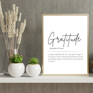 Gratitude Definition Print: Inspirational Quote Poster (Digital Download)