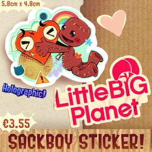 Sackboy - LITTLE BIG PLANET - Adesivo - Lbp- videogioco - carino - cuore - Adesivo olografico