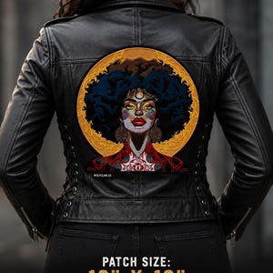 Black Queen , African Goddess Jacket Patch, Large Back Patch Iron on Vest