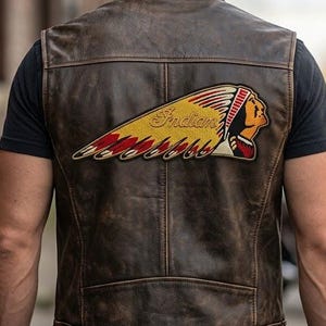 Native American Skull Chief Patch | Red-Indian Inspired Headdress Biker Embriodered Patch