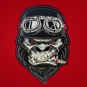 Angry Monkey Large Biker Embroidery Patch, Large Gorilla Back Patch, Iron on Patch for Biker Vest, Animal Patches