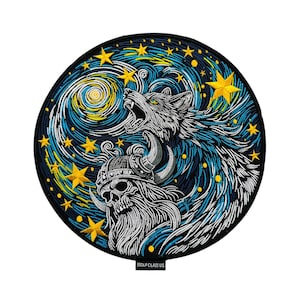 Viking Wolf LArge Back Patch, Embroidered Biker Jacket Applique