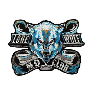 Écusson de motard brodé loup féroce : appliqués à repasser/à coudre (8,5 x 12 pouces)