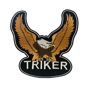 Bald Eagle Embroidered Biker Patch: Iron-On/Sew-On Applique