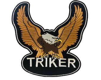Bald Eagle Embroidered Biker Patch: Iron-On/Sew-On Applique