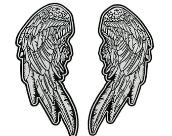 Large Angel Wings Patch: Embroidered Biker Jacket Iron-On Applique