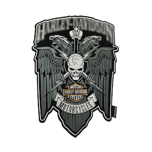 Eagle Skull Biker Patch, Iron-On Motorcycle Jacket Applique, Biker-Inspired Embroidered Patch for Leather Jackets