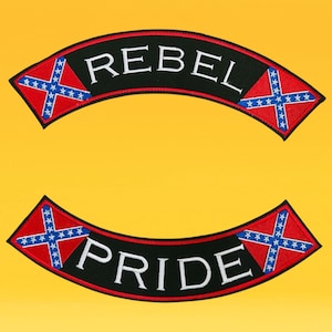 Rebel Pride Top Rocker Biker Patch, Embroidered Iron On Or Sew On Patch For Motorcycle Riders , Jackets and Vests