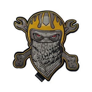 Skull & Ranches Embroidered Biker Patch: Iron-On/Sew-On (11x12 inches