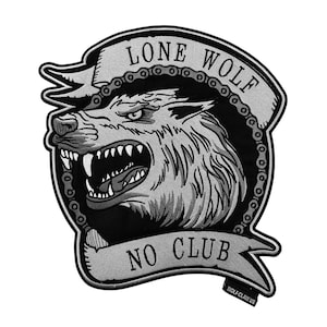 Lone Wolf Biker Patch, Embroidered Howling Angry Wolf Applique, Iron-on/Sew-on