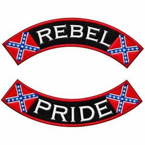 Rebel Pride Biker Patch: Embroidered Iron-On/Sew-On Rocker