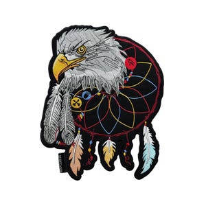 Bald Eagle Dream Catcher Embroidery Patch, American Eagle Appliques, Iron-on/Sew-on