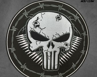Large Skull Biker Patch: Embroidered Iron on Horror Appliques