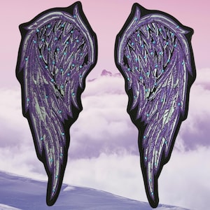 Demon and Angel Wings Large Back Patch, Angel Wings Embroidery Patches for Biker Jackets, Vests, and Halloween Costumes, Iron on Patches