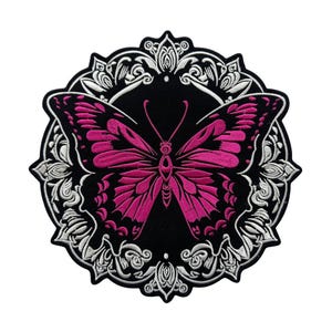 Large Butterfly Iron-On Patch: Girly Biker Jacket Embroidery