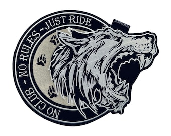 Écusson loup hurlant en colère, écusson thermocollant au dos, applique de gilet de motard