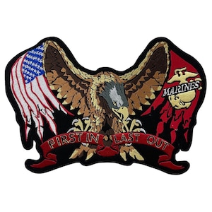 Embroidered American Eagle Patch: USA Flag, Patriotic Biker Applique (8x12 inches)