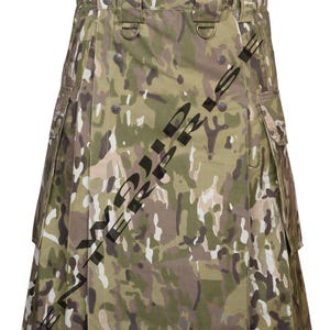 Scottish Handmade Multi Camo Utility Kilt - Camouflage Tactical Kilt - Men&#39;s Modern Camo Kilts - Camo Hybrid Kilt - Made to Order