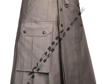 Schotse handgemaakte kaki utility-kilt: 100% katoenen tactische kilt