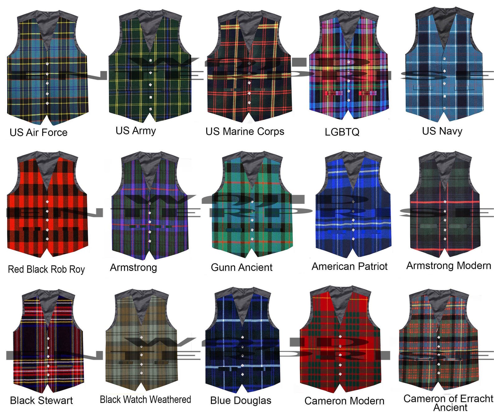 Scottish Tartan Kilt Vest: Formal Highland Waistcoat, 100+ Colors - Etsy