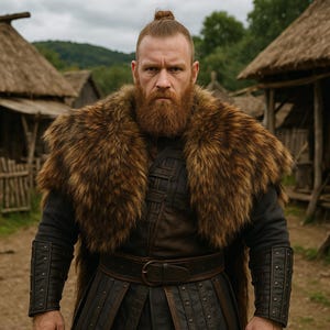 Medieval Nordic Historical Capelet | Unisex LARP Cosplay Warrior Cloak | Brown Fur Viking Shoulder Cape | Premium Fur Leather Fantasy Shawl