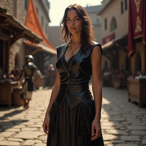 Sleeveless Black Genuine Leather Vest | Fitted Medieval Style Bodice | Renaissance Faire & LARP Costume Top for Women | Premium Leather Vest