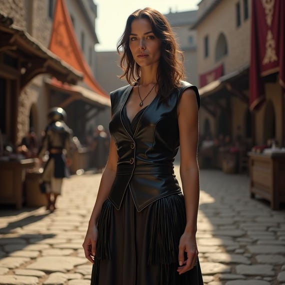 chinese dress ladies Black Suede Leather Vest main image 0