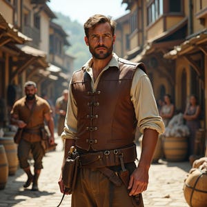 Brown Leather Medieval Vest | Renaissance LARP Warrior Costume | Fantasy Men Outfit with Dual Leather Belts for Authentic Roleplay Look