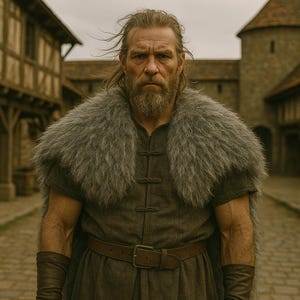 Medieval Natural Skin Fur Cape | Nordic Warrior Fantasy Costume Shawl | Historical Viking Inspired Cloak | Grey Cosplay Fur Viking Cloak