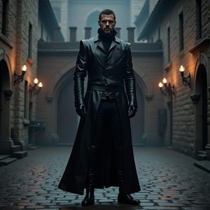 Black Long Leather Coat | Gothic Medieval LARP Costume | Fantasy Roleplay Men Outfit | Stealth Assassin Armor Set |Steampunk Warrior Costume