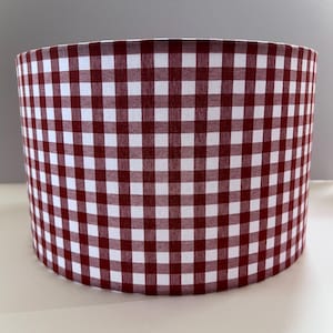 Terracotta and white gingham cotton lampshade – Handmade – Ø30 cm – E27 socket