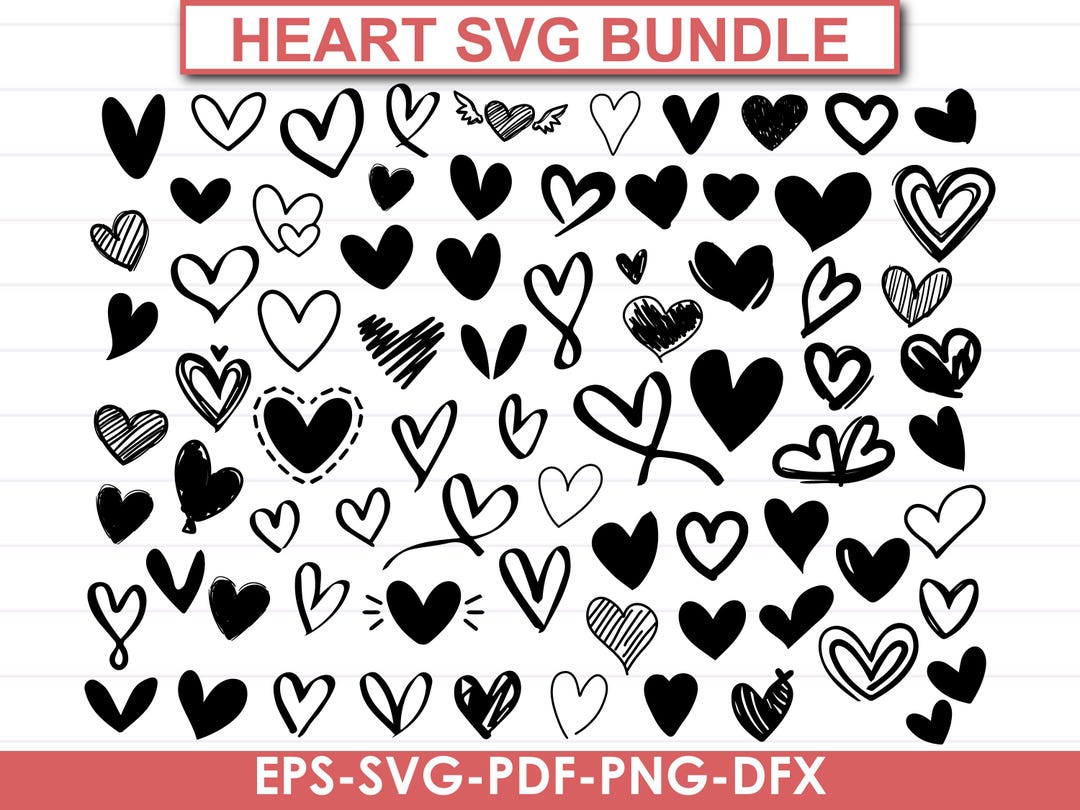 Heart SVG Bundle, Hand Drawn Doodle Hearts (digital Files) - Etsy