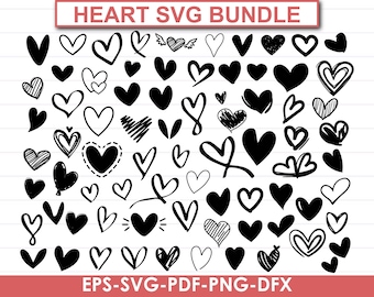 Heart SVG Bundle, Hand Drawn Doodle Hearts (digital Files) - Etsy