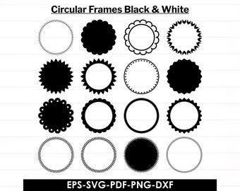 Doodle Circle Frame SVG, Round Cut Files (Digital Download)