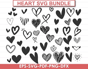 Heart Svg Bundle (vector), Heart Svg, Hand Drawn Heart Svg, Open Heart ...
