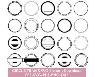 Circle Frame SVG Bundle, Label Frames (Digital Download)