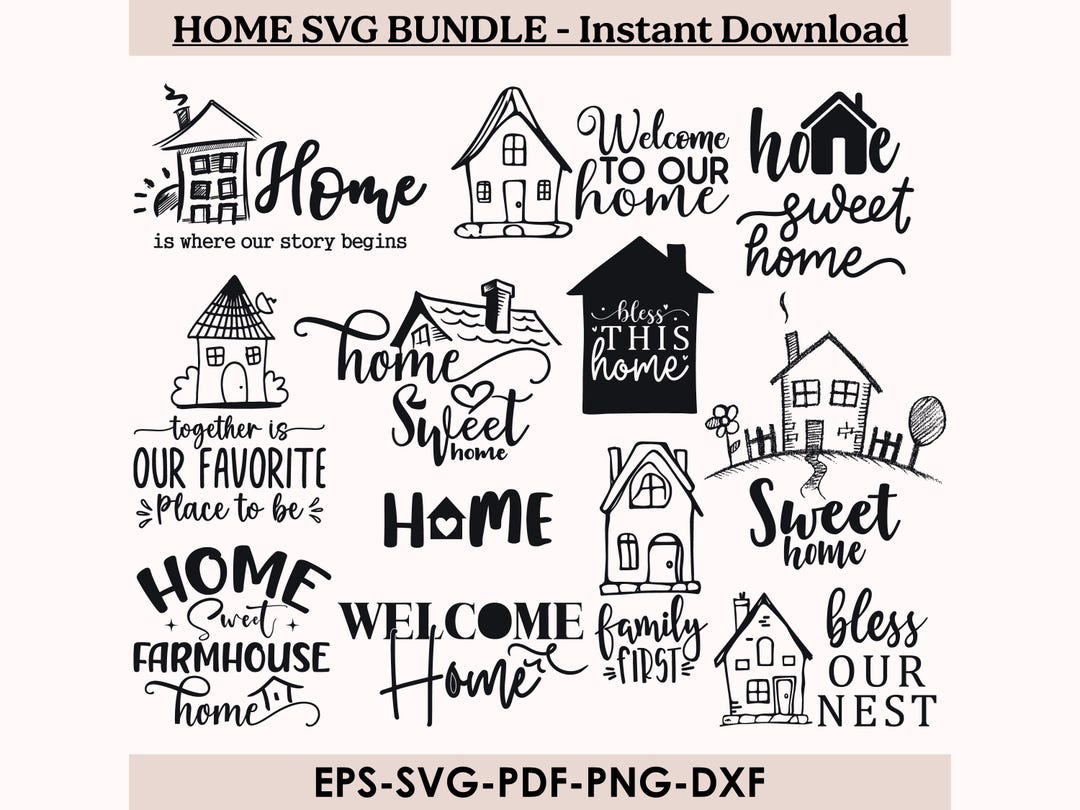 Home SVG Bundle, House Clipart Designs (digital Download) - Etsy