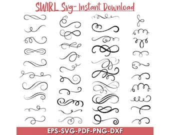 Swirl Flourish SVG, Ornament Decoration Elements (Digital Download)