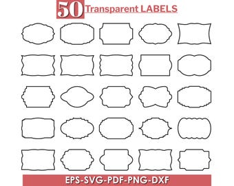 50 Transparent Label Frames SVG, Circle Doodle, Cricut Cut Files (Digital Download)