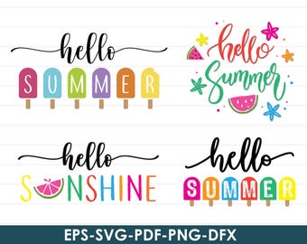Hola, paletas de verano SVG, archivo de corte de letrero de verano (descarga digital)