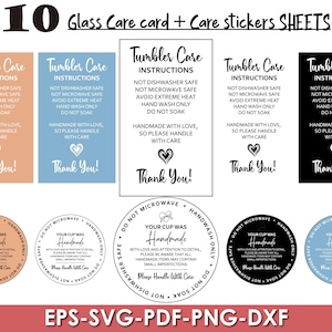 Tumbler Care Instructions Card, Small Business Supplies (SVG PNG PDF)