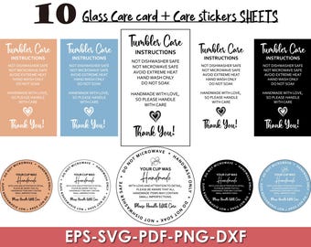 Tumbler Pflegeanweisungen, Karte für kleine Unternehmen (SVG PNG PDF)