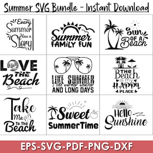 Summer SVG Bundle, Summer Svg, Beach Svg, Summertime Svg, Vacation Svg, Summer Cut Files, Cricut, Png, Svg, digital download