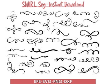 Swirl Flourish SVG, Ornaments, Decoration Elements (Digital Download)