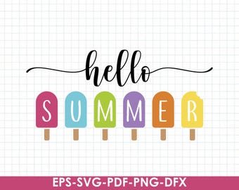 Hola, paletas de verano SVG, archivo de corte de letrero de verano (descarga digital)